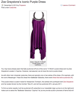 Caprica Zoe's Iconic Purple Dress